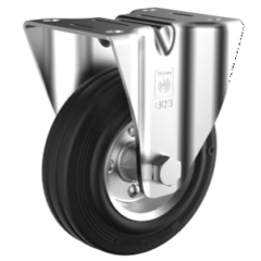 BRIGHT ZINC fork,BLACK rubber wheel,roller bearings (Fixed)